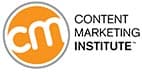 Orange circle logo with white "cm" and black text reading "Content Marketing Institute" representing the brand identity