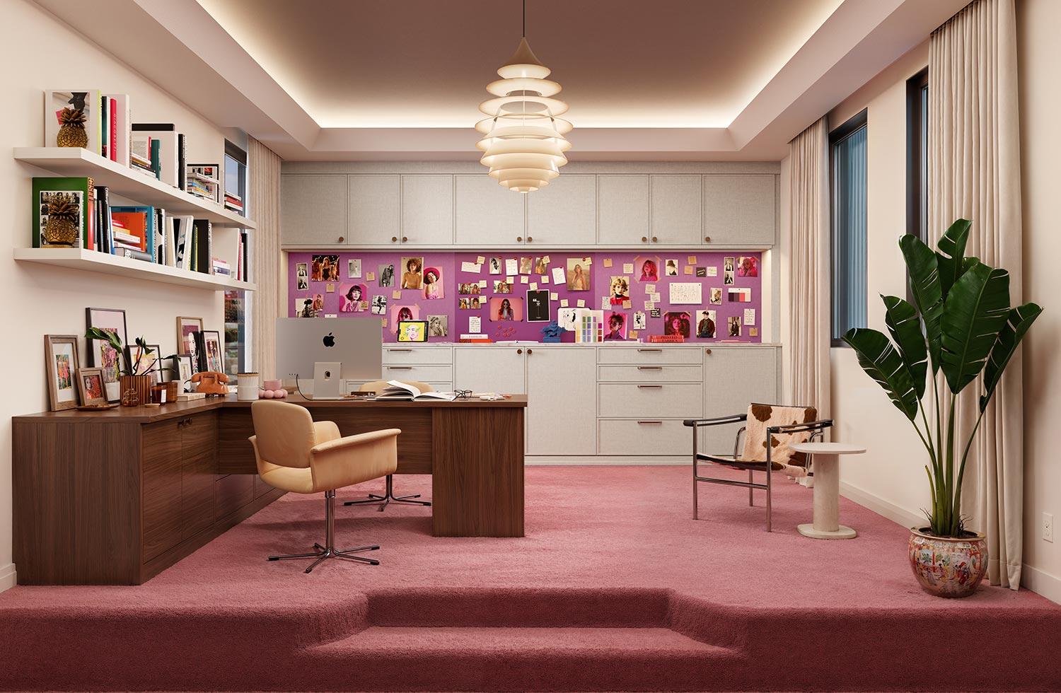 Personalized workspace design with custom shelves and custom cabinets by California Closets