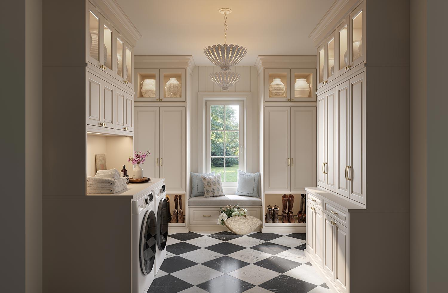 Pantry and laundry room custom design in a luxe finish by California Closets