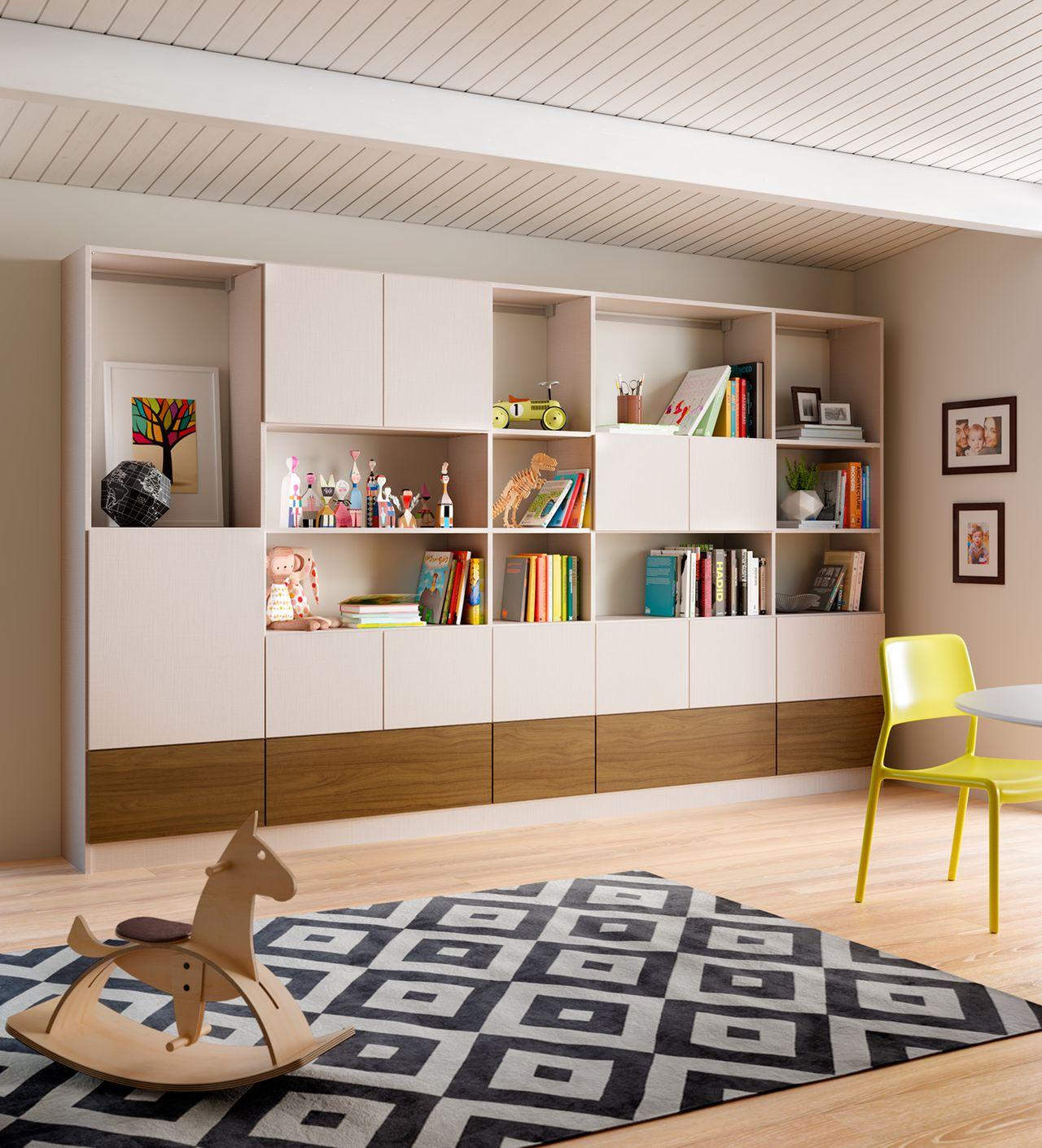 Modern children's playroom with custom wall storage and toy organization by California Closets