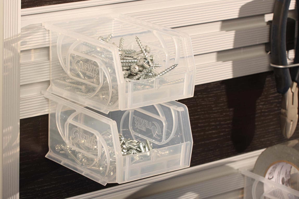 Garage cabinets storage systmems for smaller items by California Closets